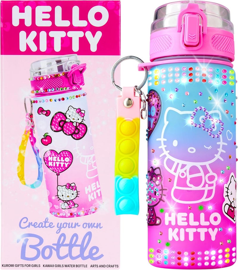 Get Trend Sanrio Hello Kitty Decorate Your Own Water Bottle Kit Girls, Teens, 18.6 fl oz, Stickers Kawaii Gifts for Girls (Multi Hello Kitty) - Image 1